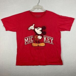 Disney Store Men's XL Crewneck T-Shirt Red Organic Cotton Mickey Mouse Vintage